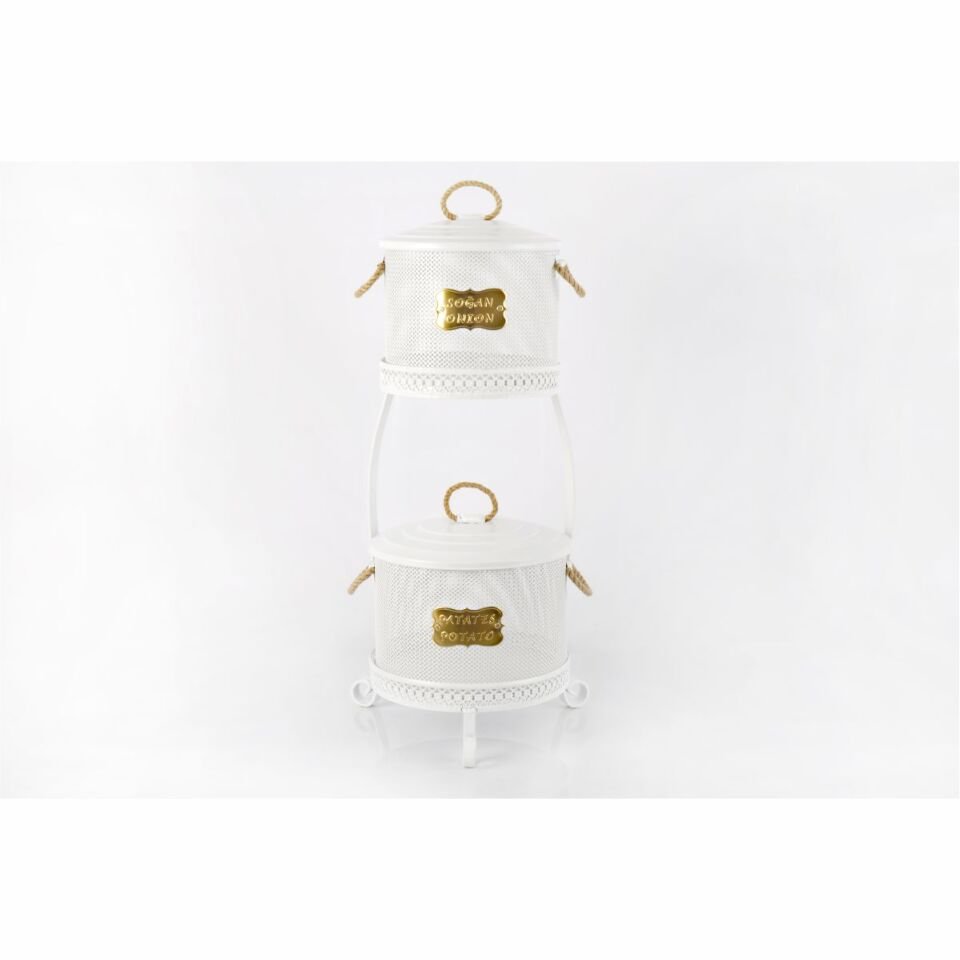 Yıldıray 1051 F 2 Katlı Fileli Patates-Soğanlık Kovası Beyaz