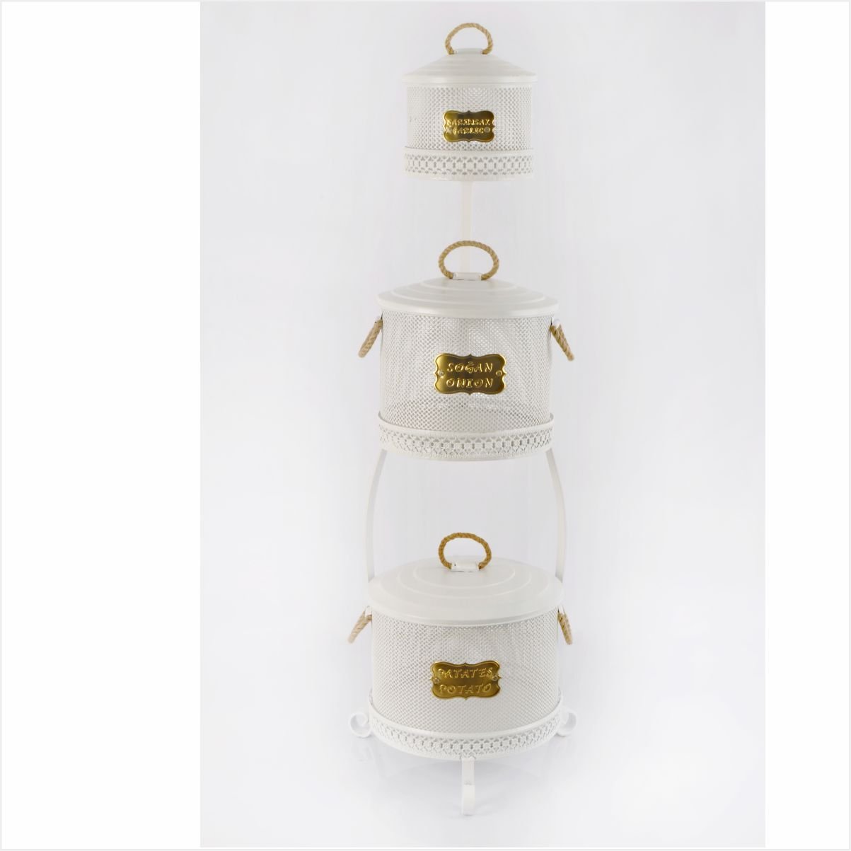 Yıldıray 1052 F 3 Katlı Fileli Patates-SoğanlıkKovası Beyaz