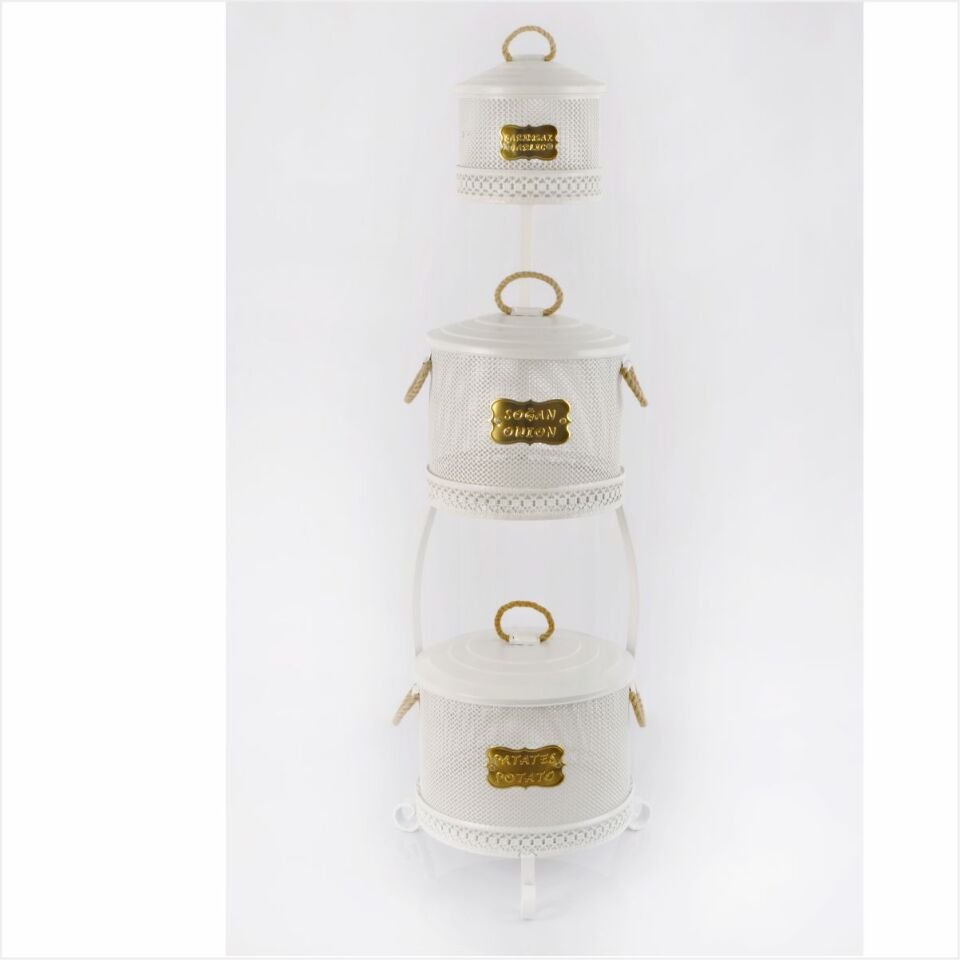 Yıldıray 1052 F 3 Katlı Fileli Patates-SoğanlıkKovası Beyaz