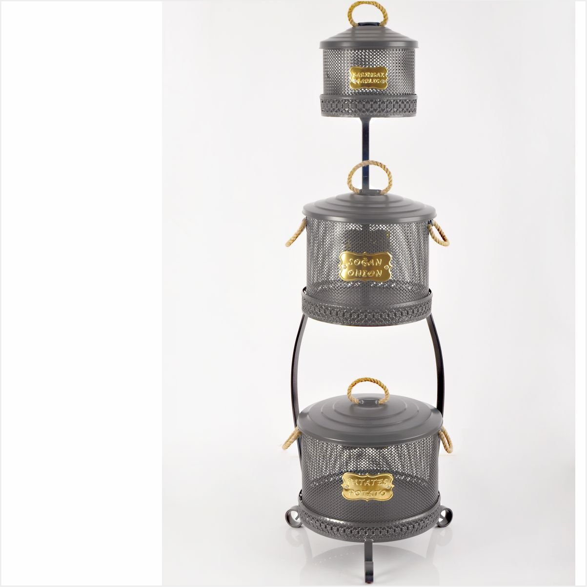 Yıldıray 1052 F 3 Katlı Fileli Patates-Soğanlık Kovası Antrasit