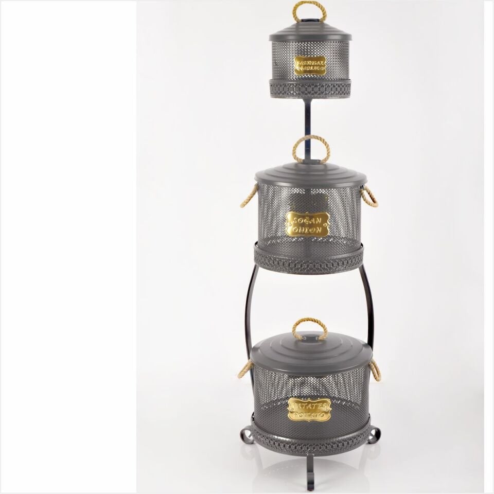 Yıldıray 1052 F 3 Katlı Fileli Patates-Soğanlık Kovası Antrasit