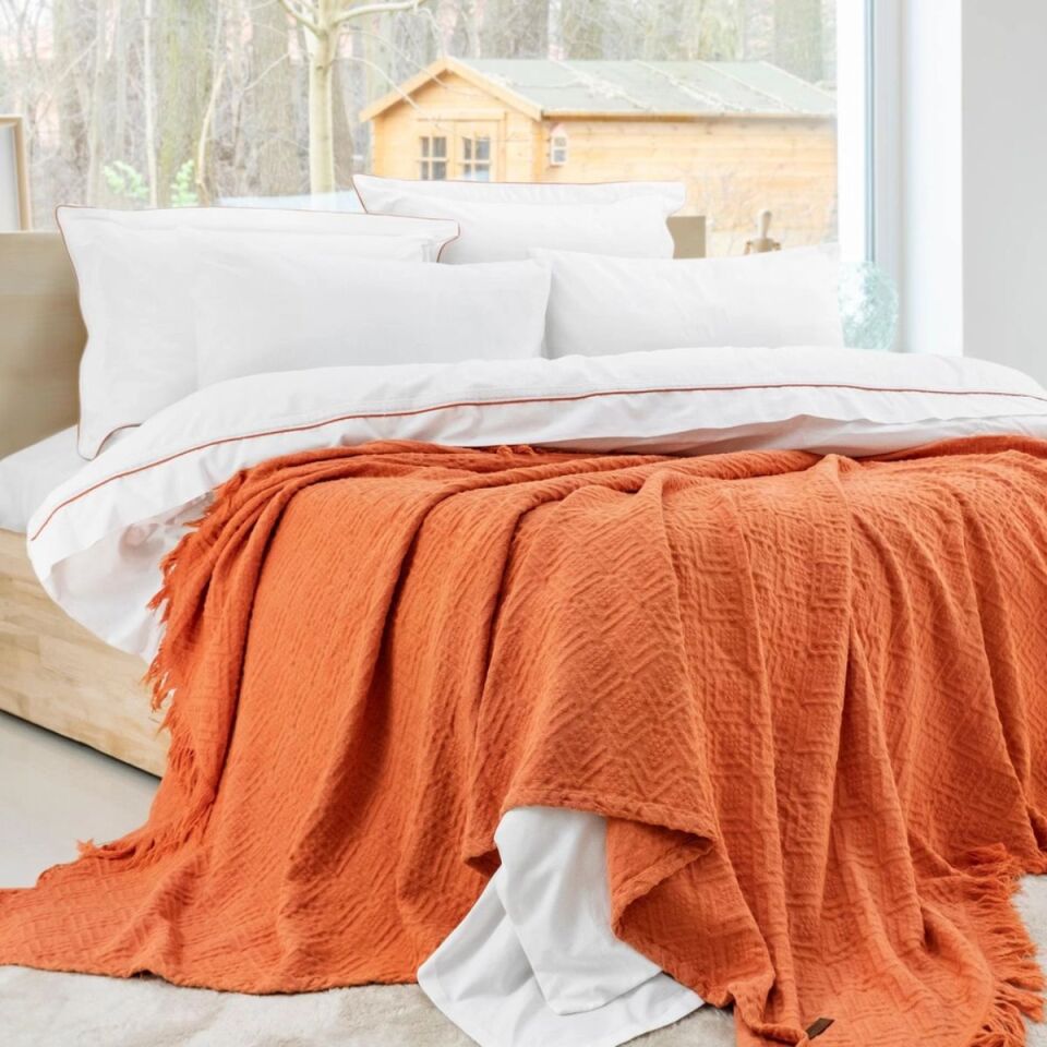 Schafer Home Kylie Yatak Örtüsü Nevresim Set 7 Parça. - Kiremit