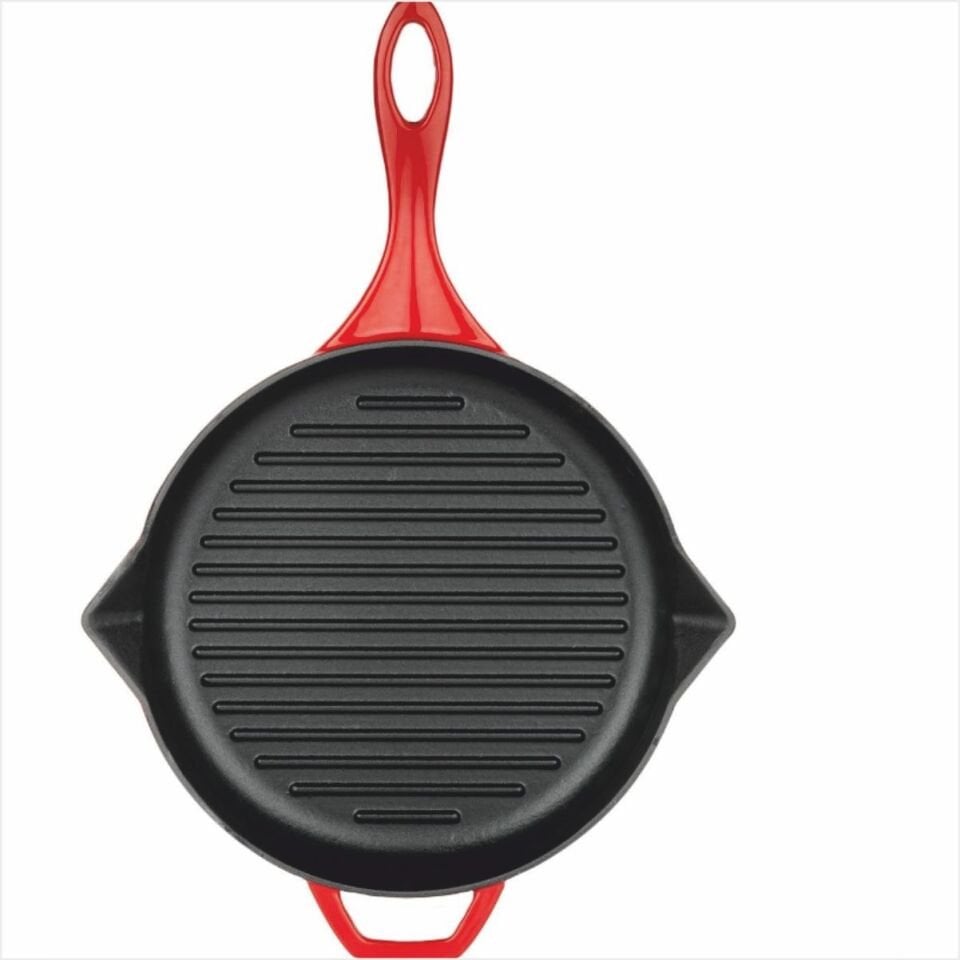 Schafer Guss Chef Döküm Yuvarlak Grill Tava 28Cm-1 Parça-Kırmızı