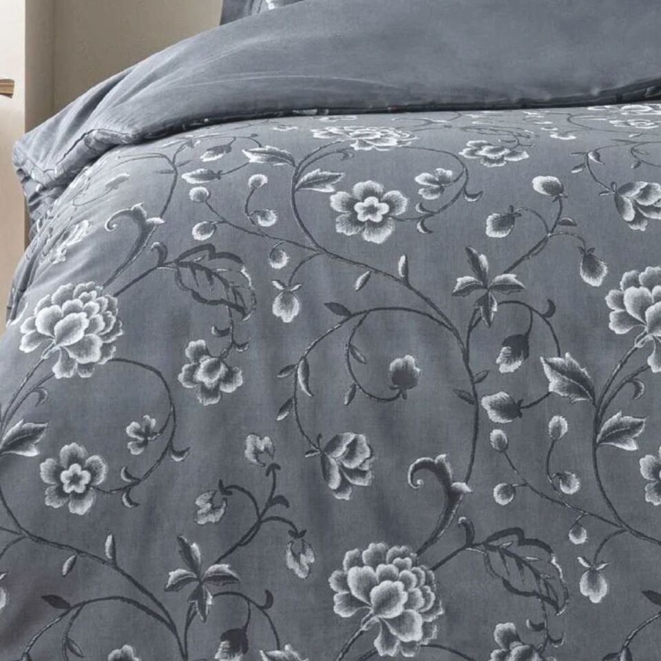 Taç Vıoletta Saten Nevresim Takımı Antrasit Çift Kişilik