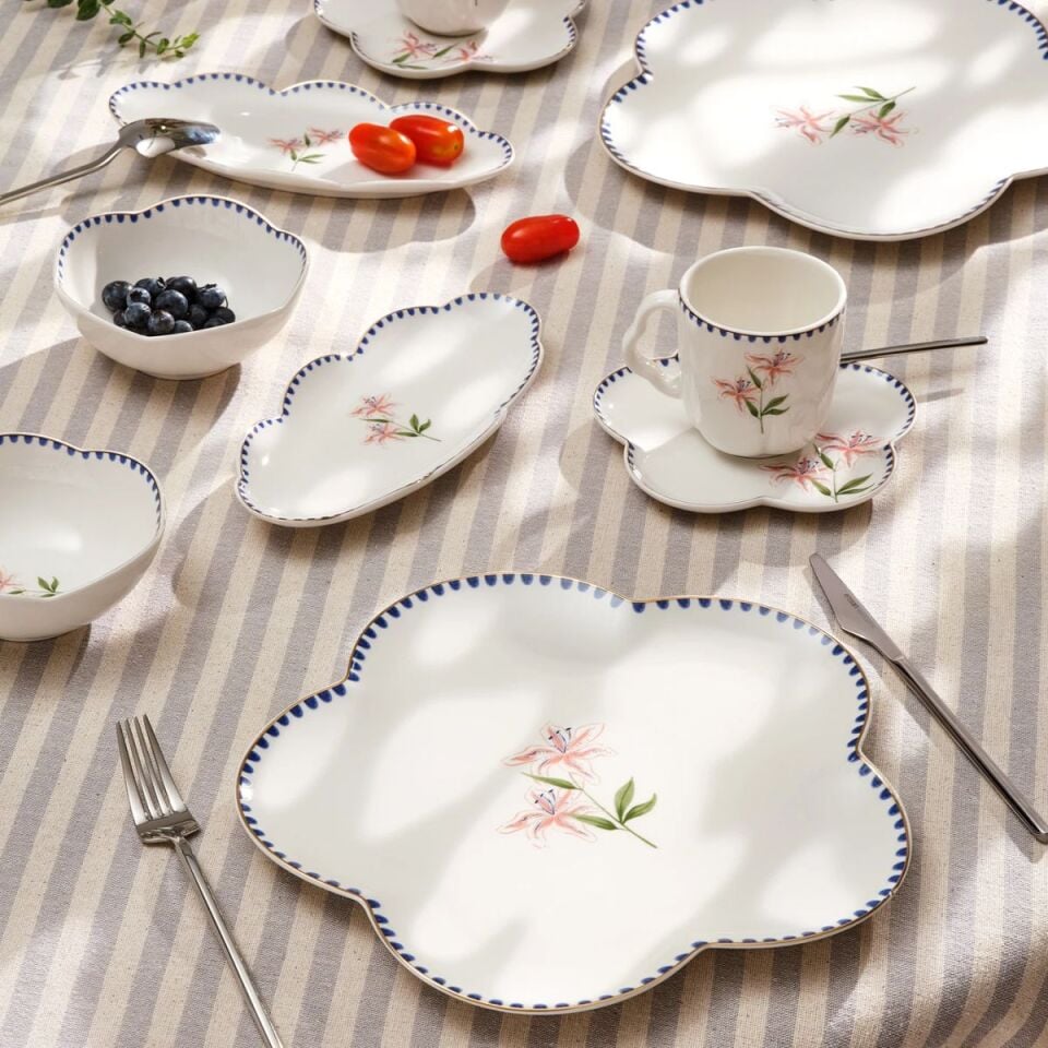 Emsan Lilium Porselen 32 Parça 6 Kişilik Kahvaltı/Servis Takımı