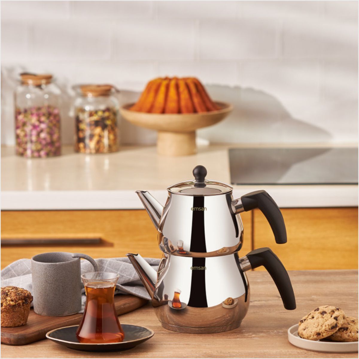 Emsan Luna Midi Çaydanlık Takımı - Inox