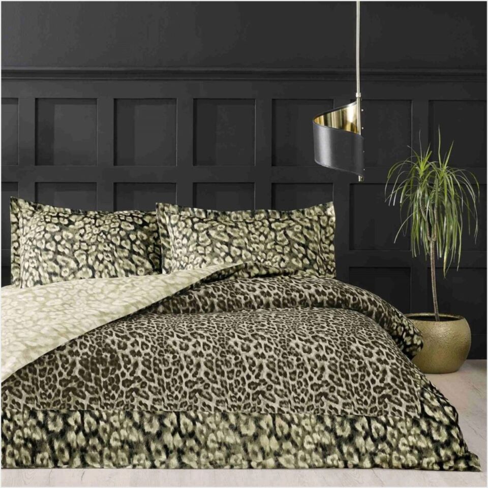 Taç Leona Saten Çift Kişilik Nevresim Takımı Kahverengi