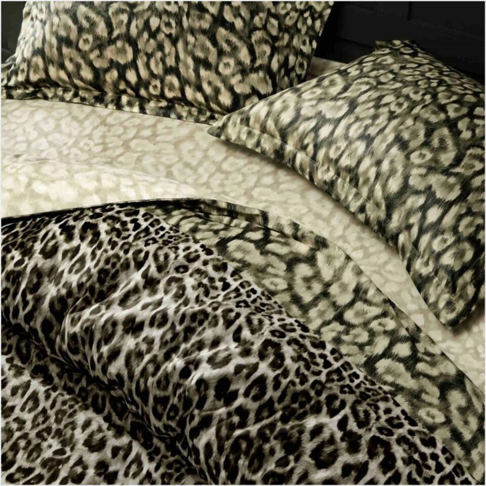 Taç Leona Saten Çift Kişilik Nevresim Takımı Kahverengi