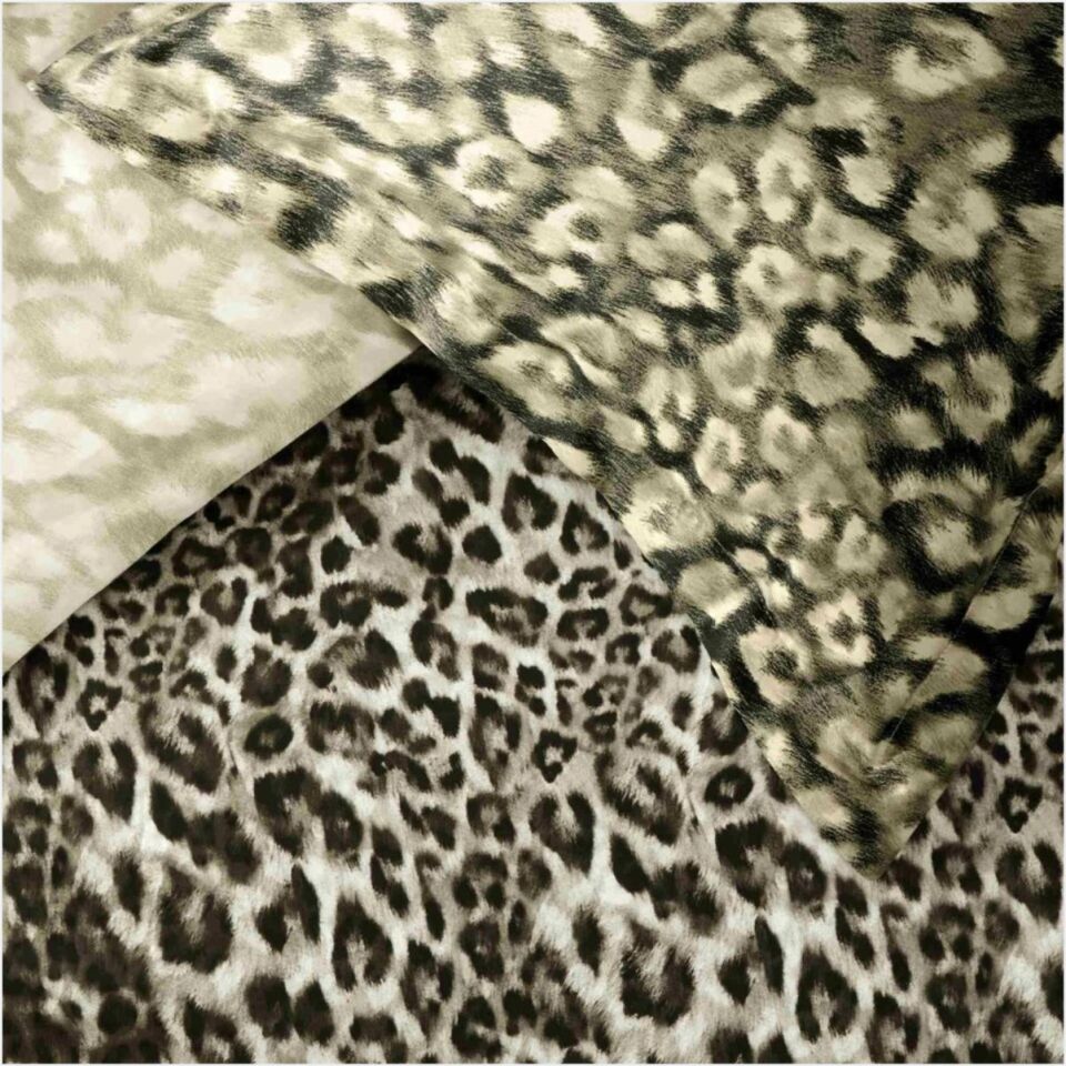 Taç Leona Saten Çift Kişilik Nevresim Takımı Kahverengi