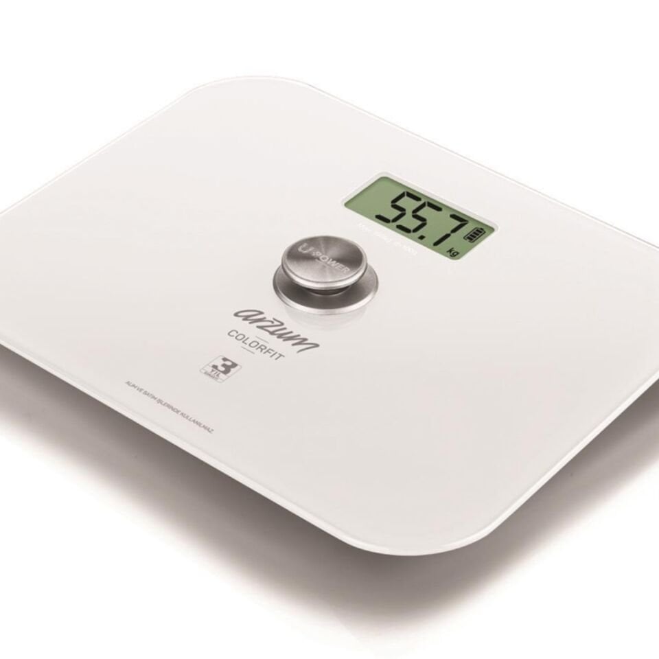 Arzum AR5034 Colorfit Çevre Dostu Cam Banyo Baskülü - Beyaz