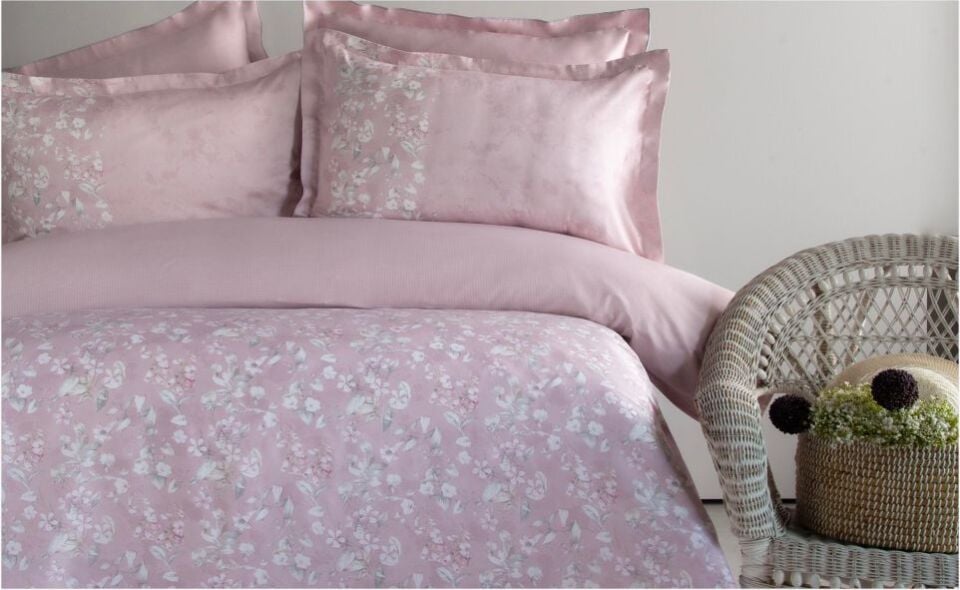 Pamuklar Apricitas Cıft Kısılık Elegance Baskılı Saten Nevresım Takımı Regına Orange