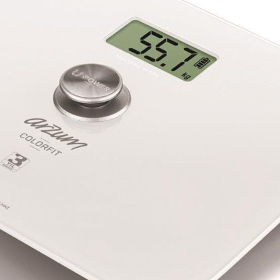 Arzum AR5034 Colorfit Çevre Dostu Cam Banyo Baskülü - Beyaz