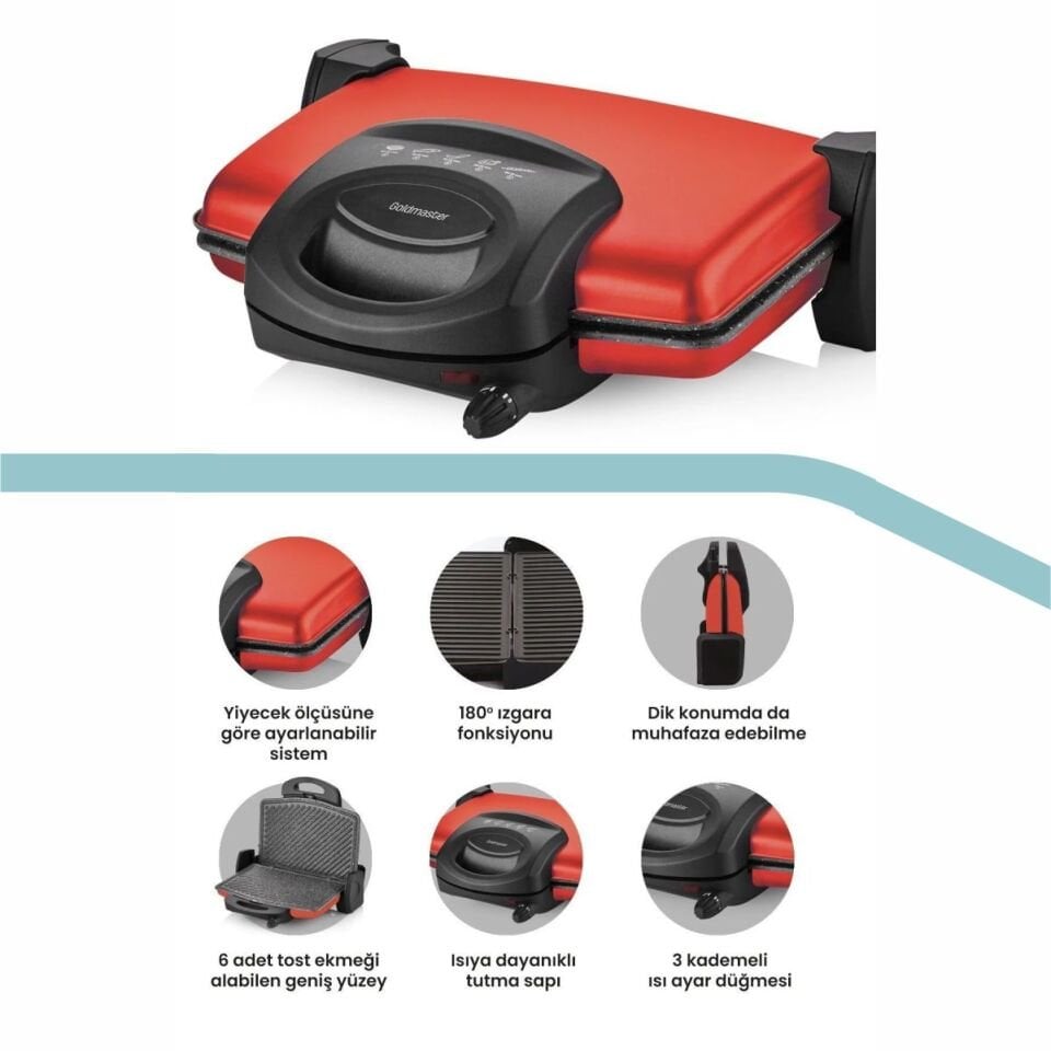 Goldmaster Gm-7449K Gurmex Tost Makinesi- Kırmızı