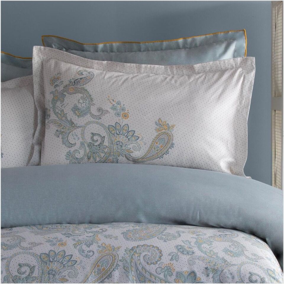 Pamuklar Apricitas Cıft Kısılık Elegance Baskılı Saten Nevresım Takımı Berta Indıgo