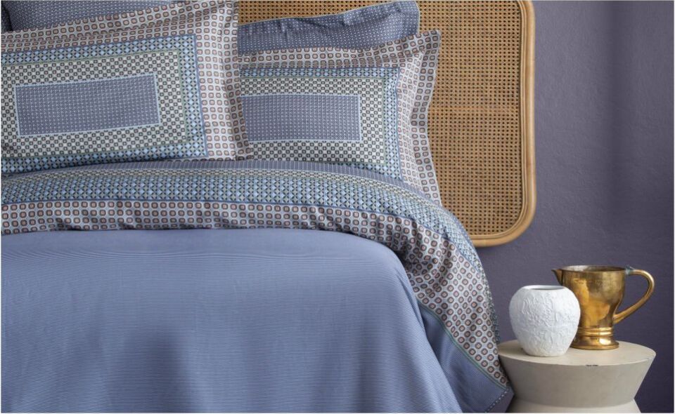 Pamuklar Apricitas Cıft Kısılık Elegance Baskılı Saten Nevresım Takımı Regına Indıgo