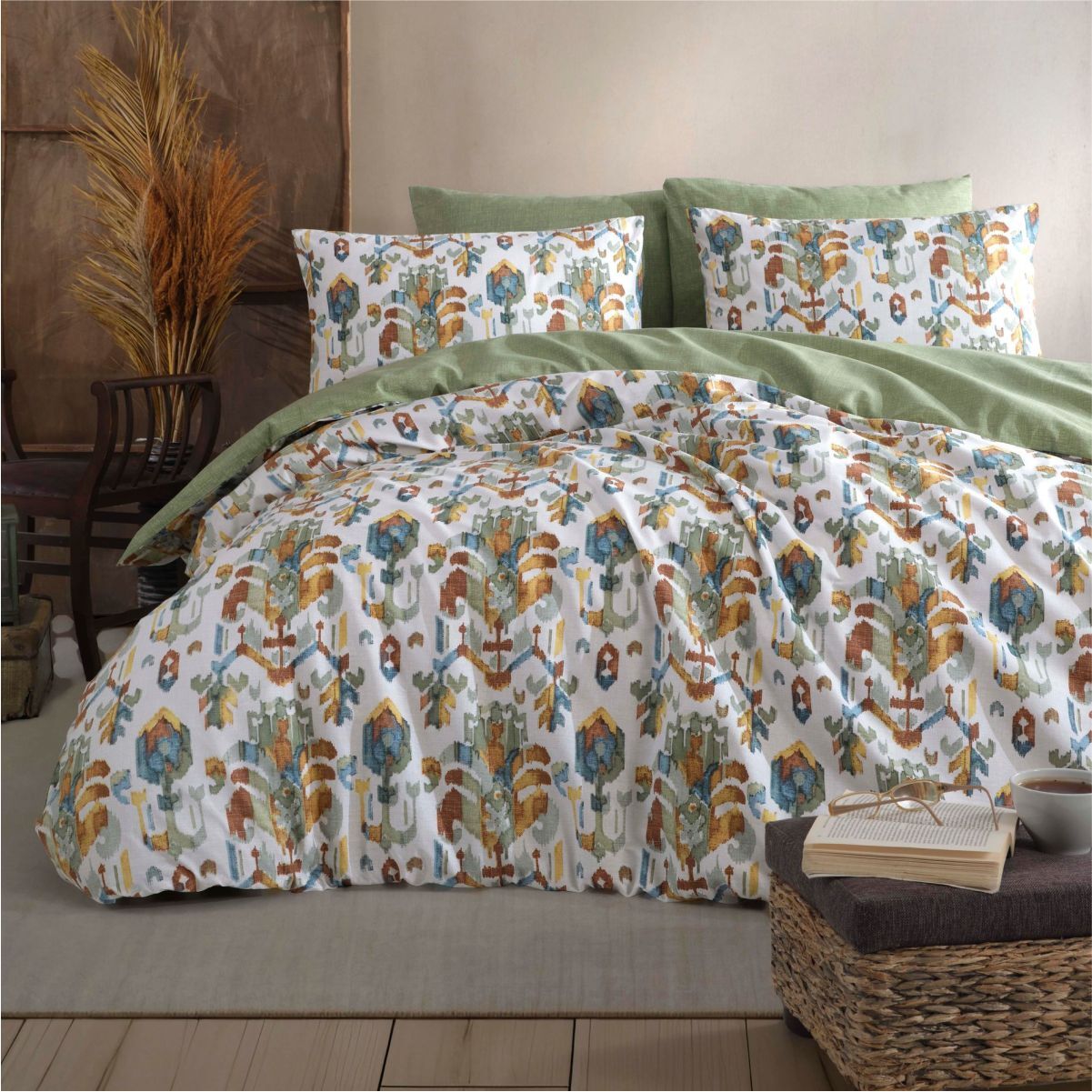 Pamuklar Apricitas Cıft Kısılık Nevresım Setı Edna Olıve