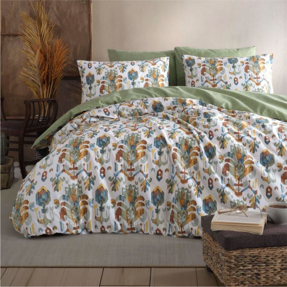 Pamuklar Apricitas Cıft Kısılık Nevresım Setı Edna Olıve