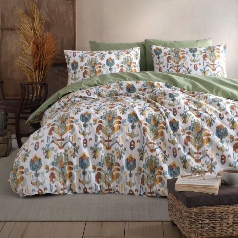 Pamuklar Apricitas Cıft Kısılık Nevresım Setı Edna Olıve