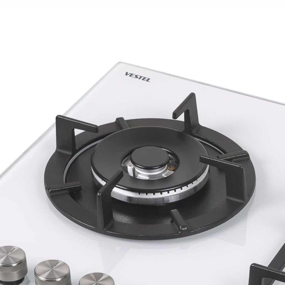 Vestel AO-91159 YB-DW Wok Gözlü Beyaz Cam Ankastre Ocak