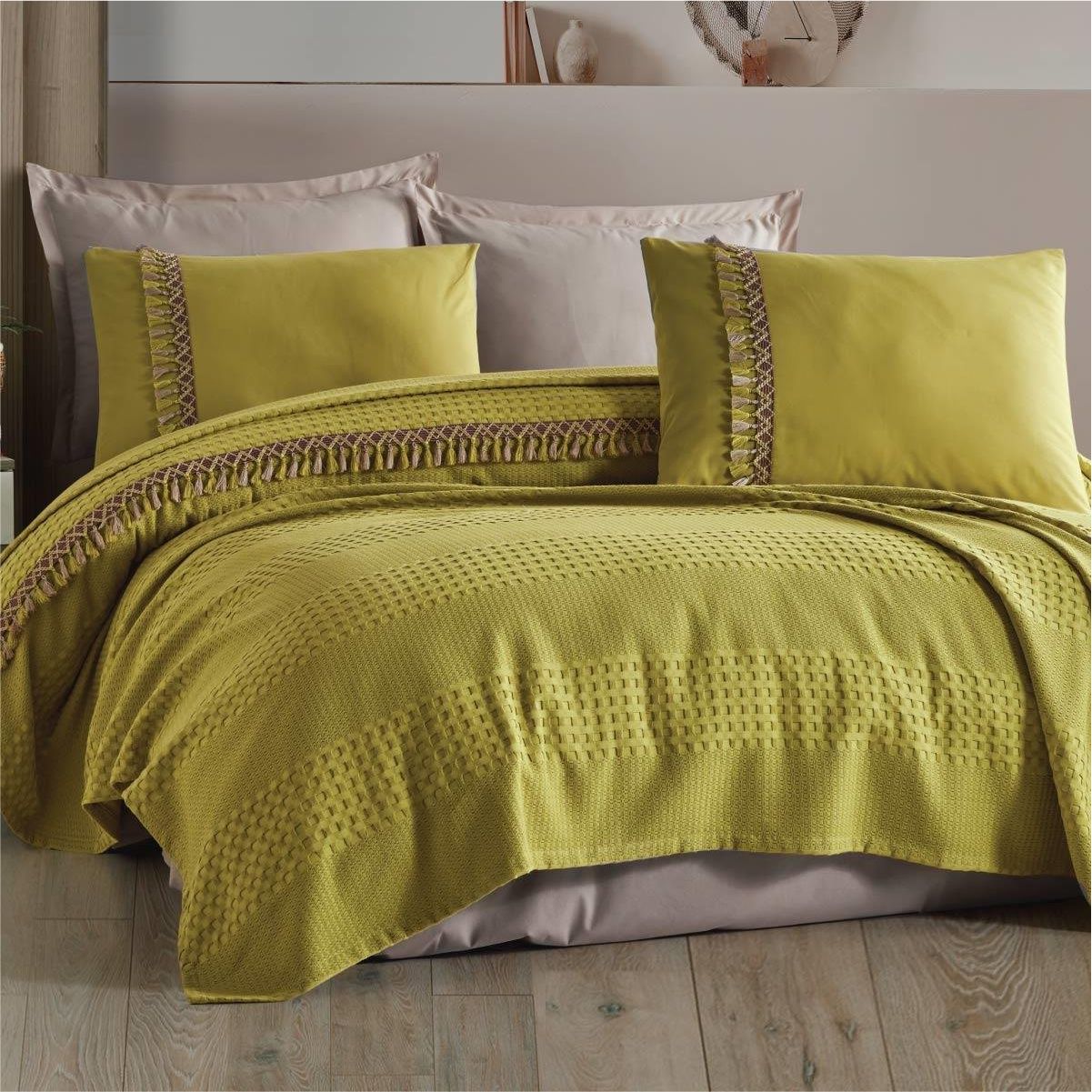 Aran Butik Pike Takımı Çift Kişilik Bohamlıne V4 Yeşil