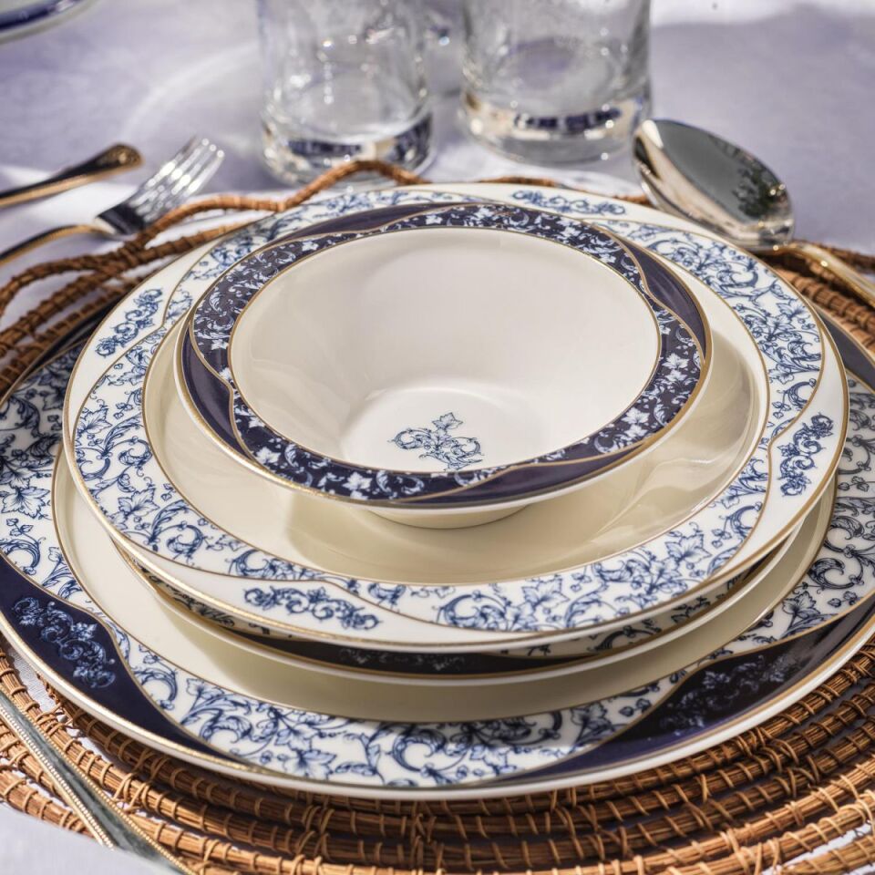Schafer Tılsım Lace Yemek Takımı 60 Parça-Lacivert