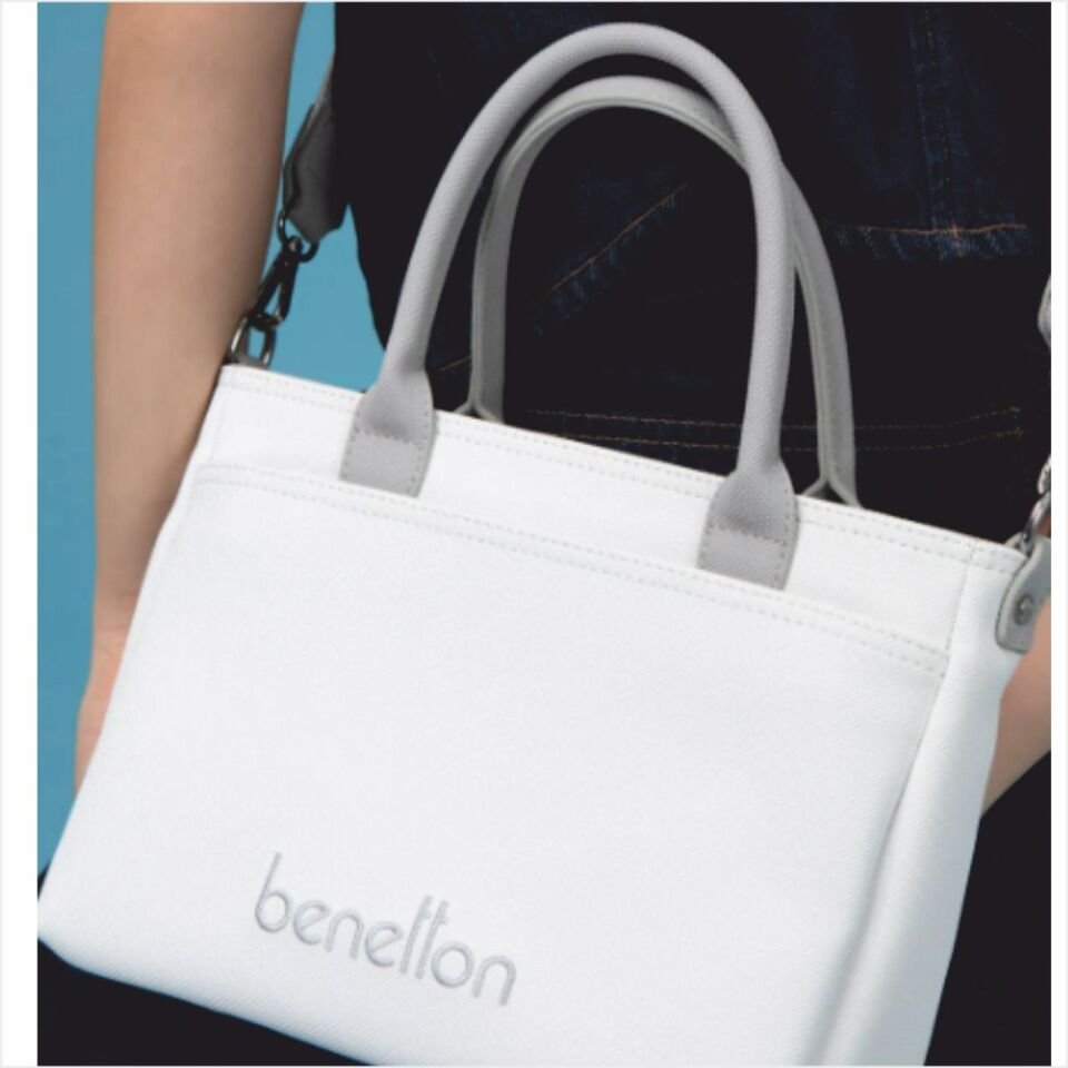Benetton  BNT-1614 Nano Kol Çantası Beyaz-A.Gri