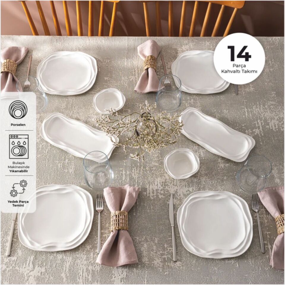 Emsan Royal 14 Parça Kahvaltı Takımı Beyaz