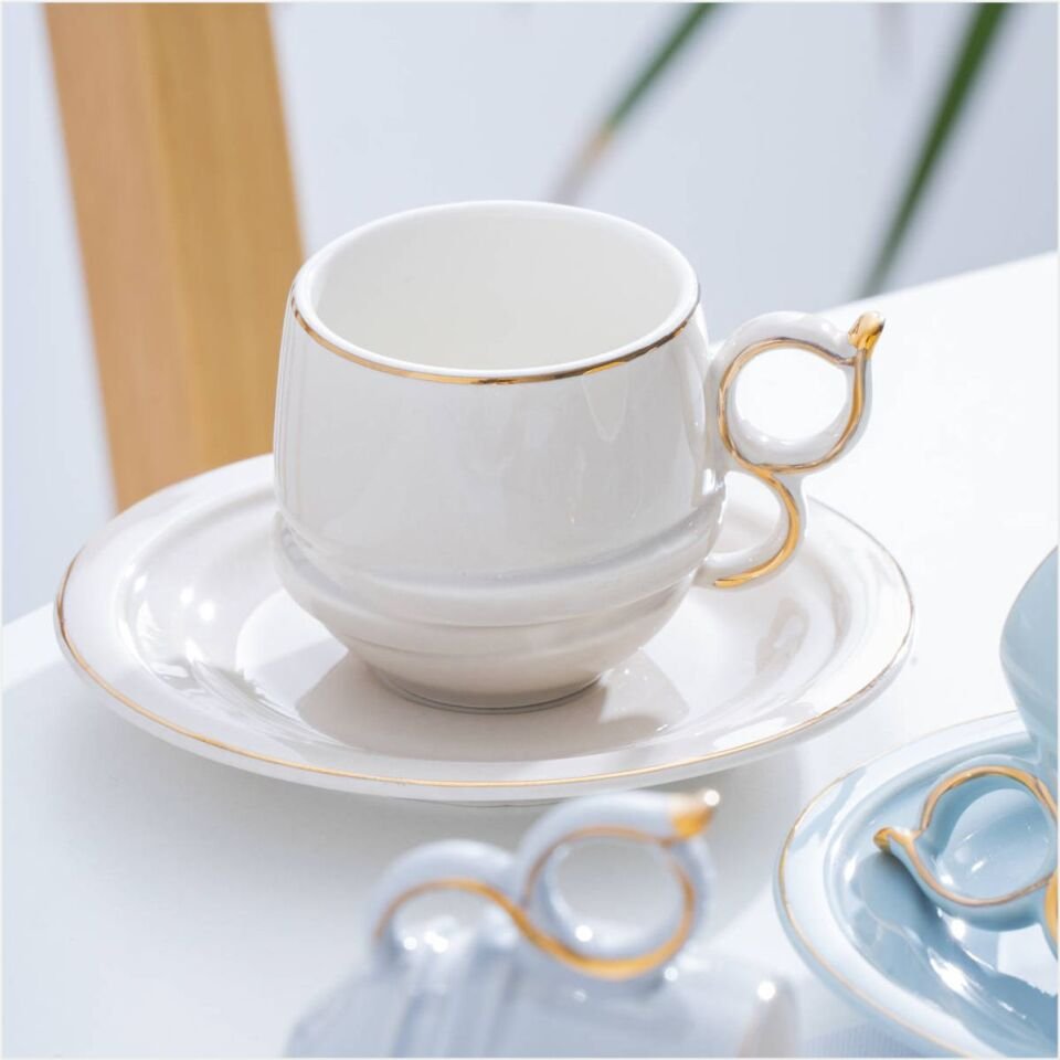 Acar Lara  6 Kişilik Porselen Kahve Fincan Takımı