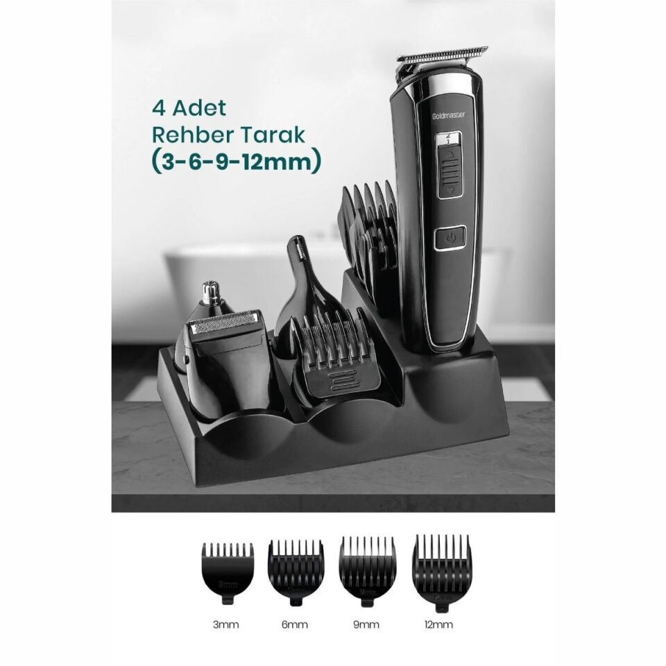 Goldmaster Axel 13in1 Hızlı Şarj Özellikli Kablolu Kablosuz Paslanmaz Çelik 21 Kademeli Erkek Bakım Seti