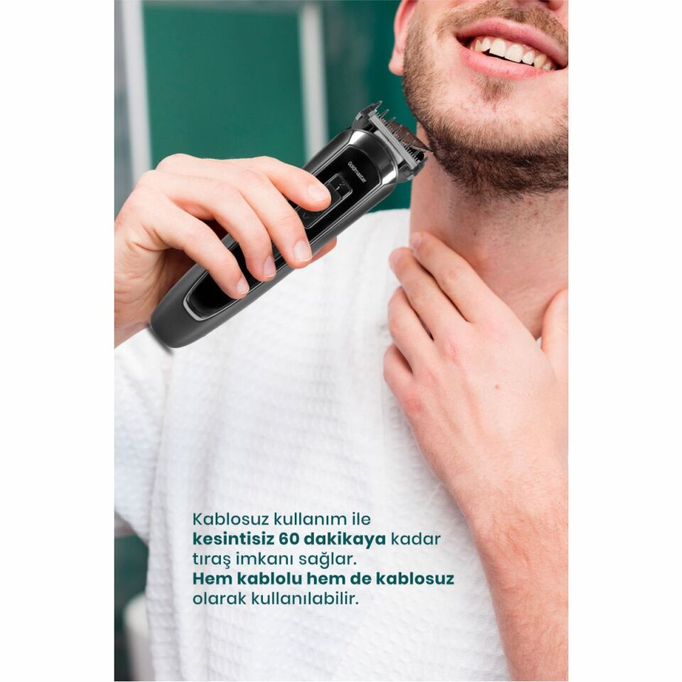 Goldmaster Axel 13in1 Hızlı Şarj Özellikli Kablolu Kablosuz Paslanmaz Çelik 21 Kademeli Erkek Bakım Seti