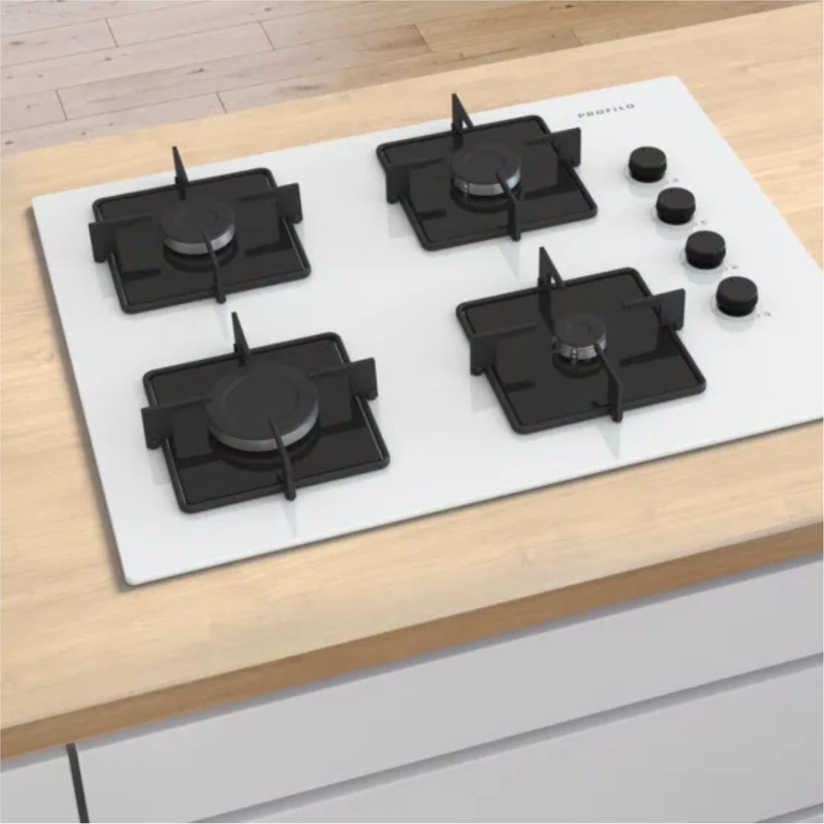 Profilo OE37P2P10D Beyaz Cam Ankastre Ocak