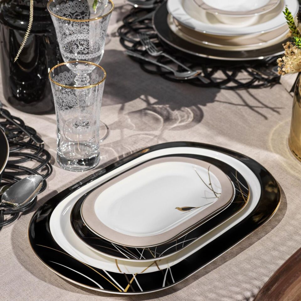 Schafer Tılsım Charm Yemek Takımı 60 Parça-Siyah