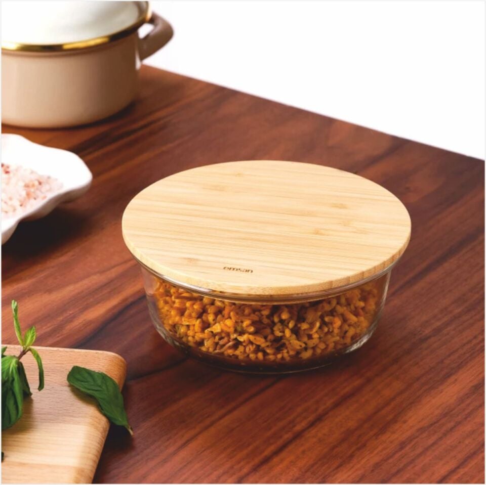 Emsan Naturel Yuvarlak 650 ml Borosilikat Saklama Kabı