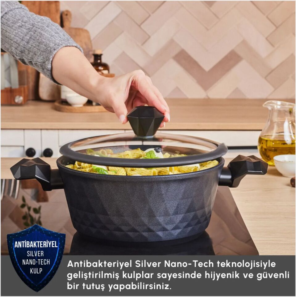KARACA BİODİAMOND ANTİBAKTERİYEL KULP TENCERE 28 CM