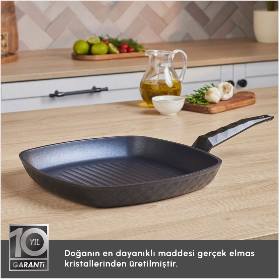 KARACA BİODİAMOND ANTİBAKTERİYEL KULP GRİLL TAVA 28 CM