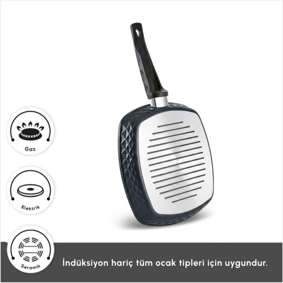 KARACA BİODİAMOND ANTİBAKTERİYEL KULP GRİLL TAVA 28 CM