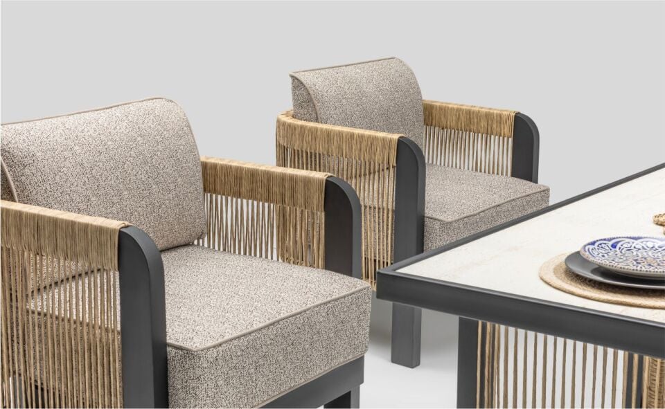 Atlas 3+1+1 80X145X65 R.Cam Siyah Bahçe Mobilyası