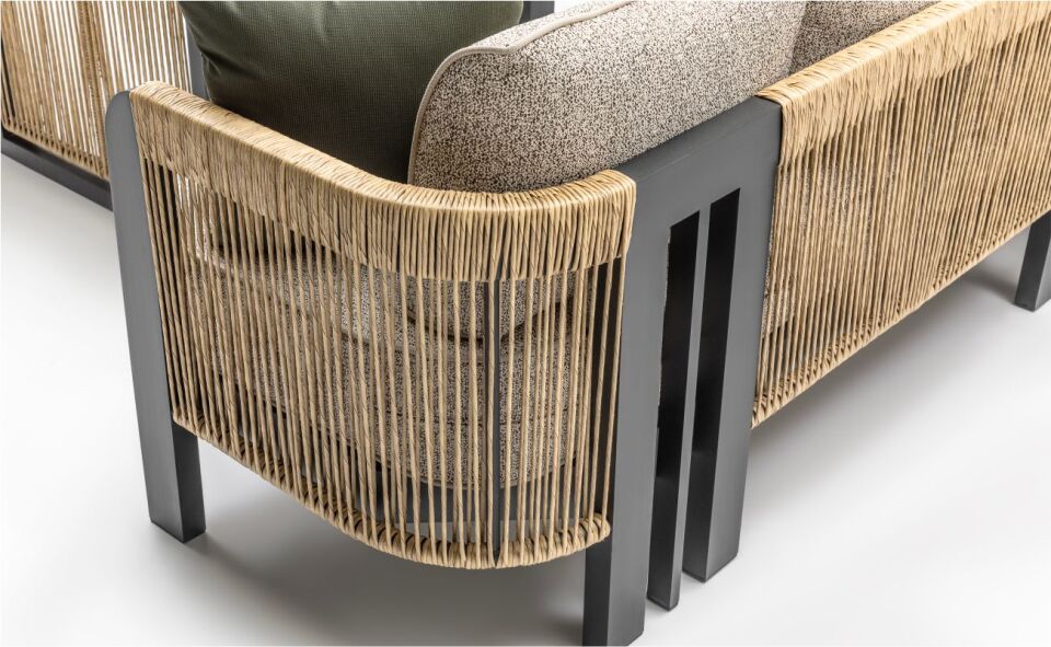 Atlas 3+1+1 80X145X65 R.Cam Siyah Bahçe Mobilyası