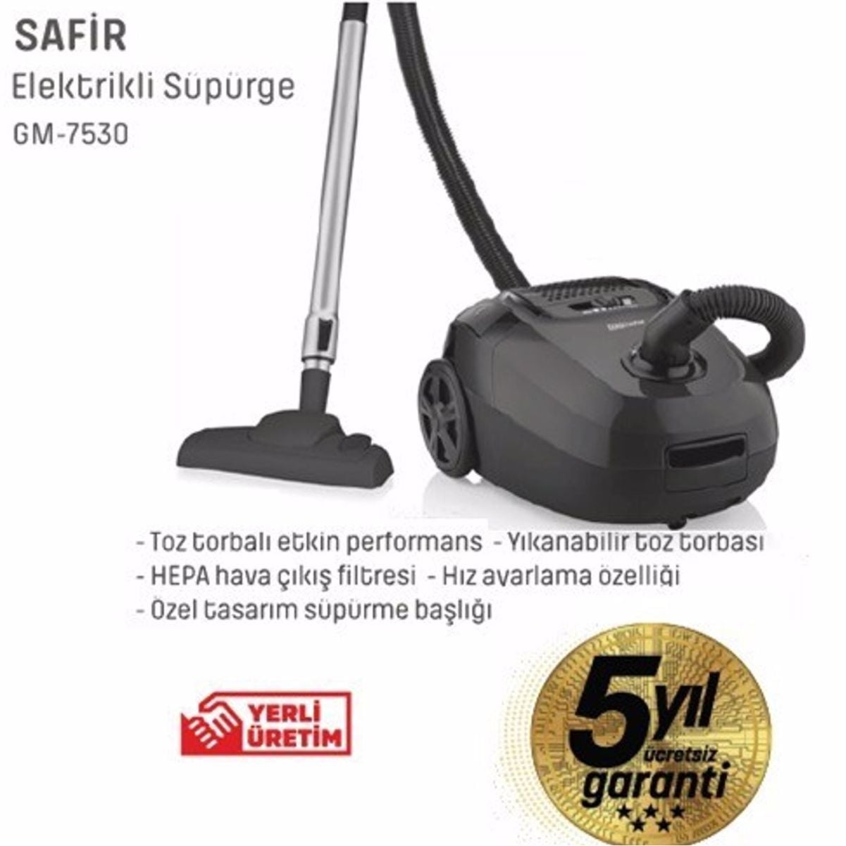 Goldmaster Gm-7530S Safir 1400 W Toz Torbalı Süpürge
