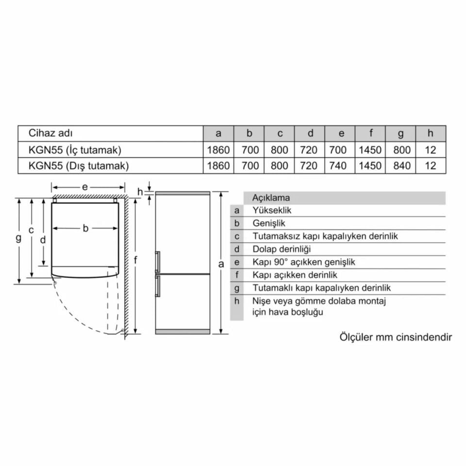 Profilo BD3055WEVN Çift Kapılı No Frost Buzdolabı