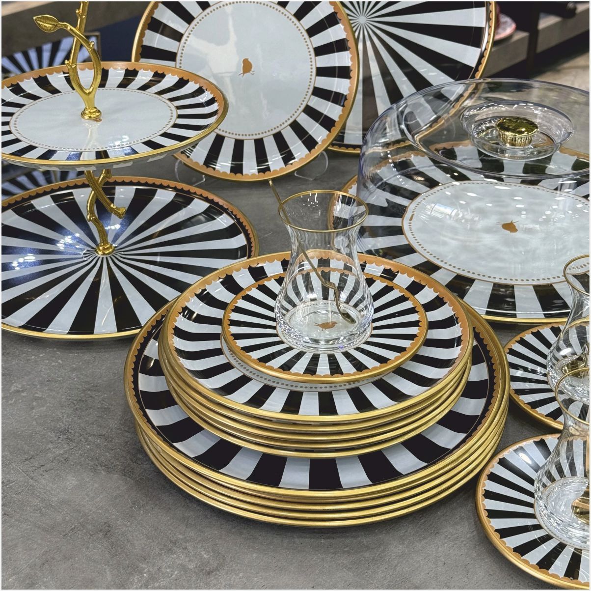 Glore Black Line 34 Parça 6 Kişilik Pasta Servis Takımı