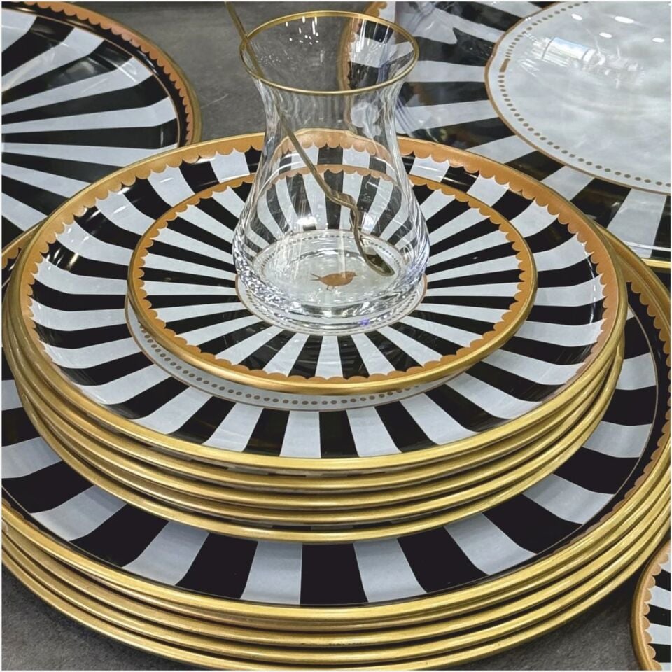 Glore Black Line 34 Parça 6 Kişilik Pasta Servis Takımı