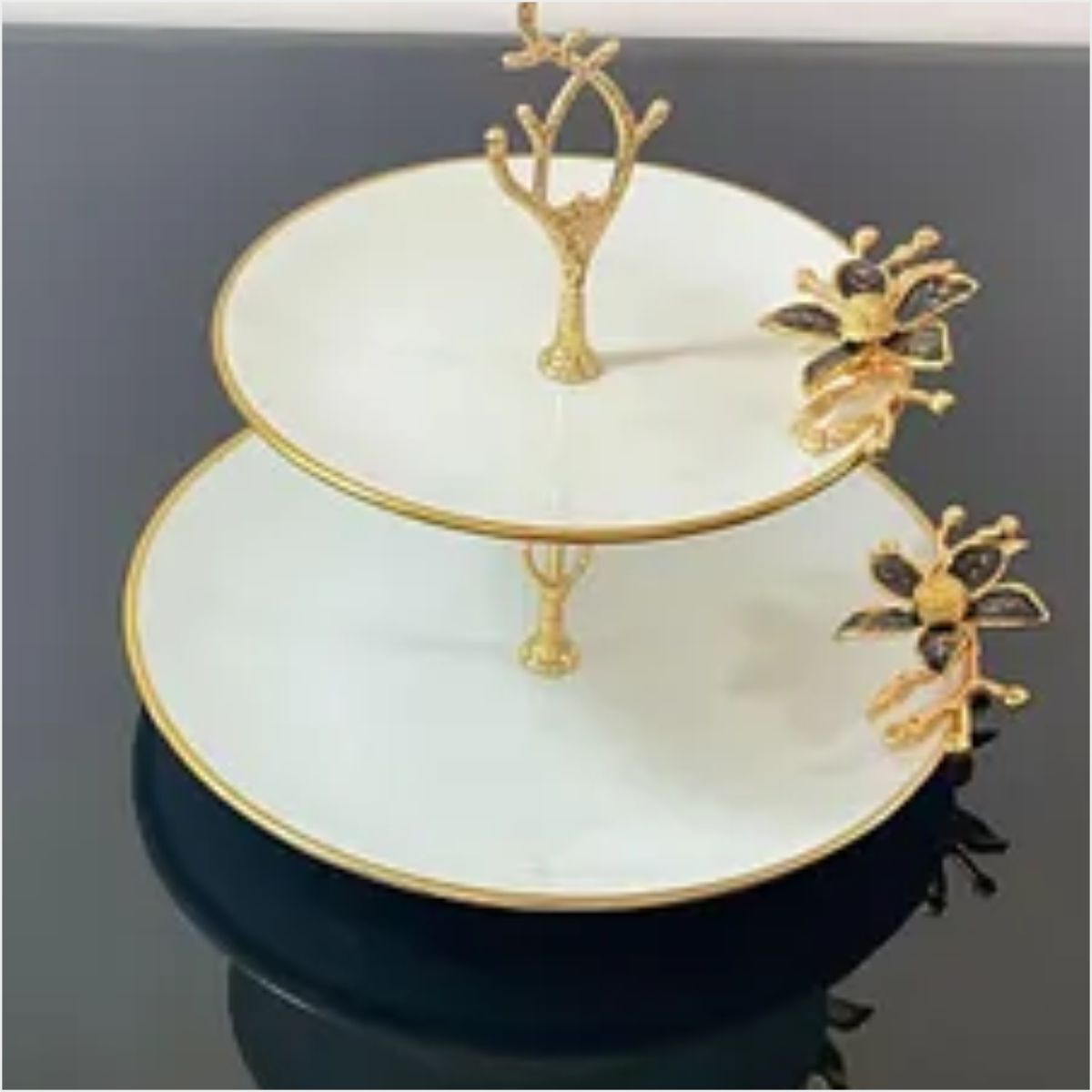 Alyum Home Kurabiyelik 2 Katlı Siyah Çiçek