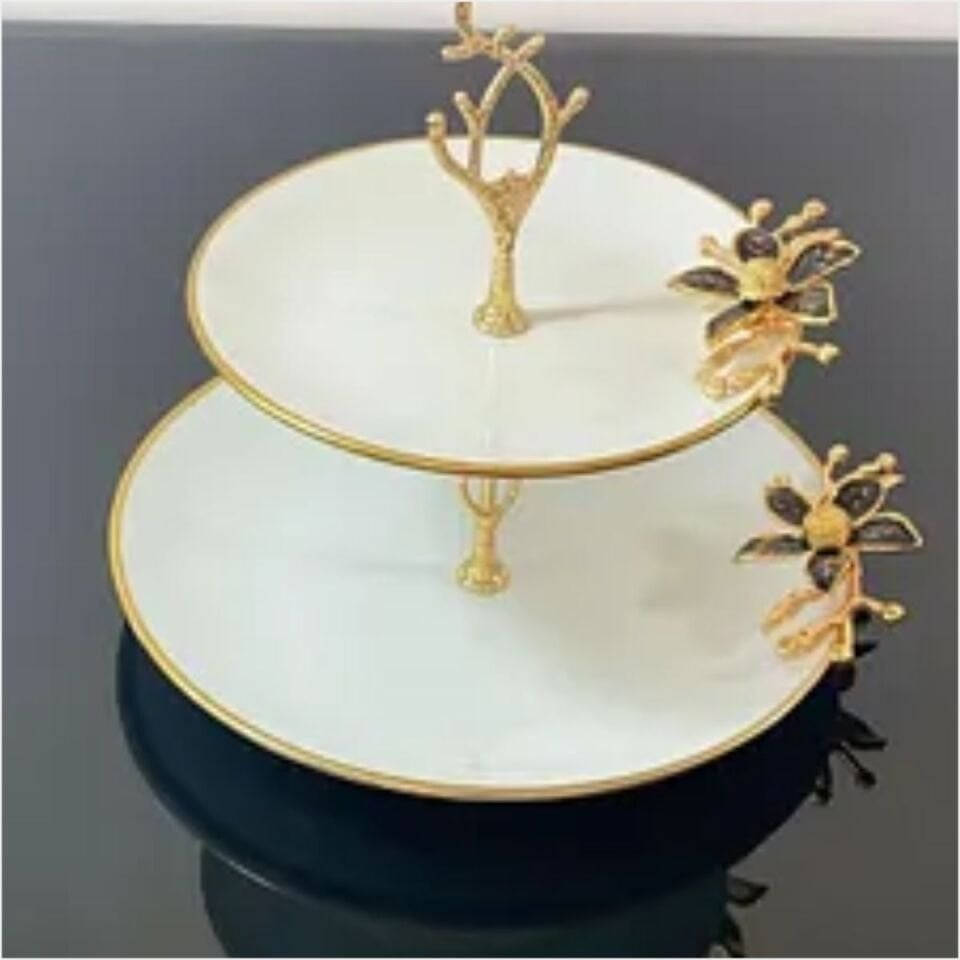 Alyum Home Kurabiyelik 2 Katlı Siyah Çiçek