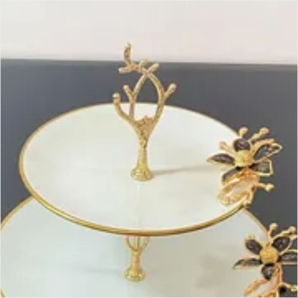 Alyum Home Kurabiyelik 2 Katlı Siyah Çiçek