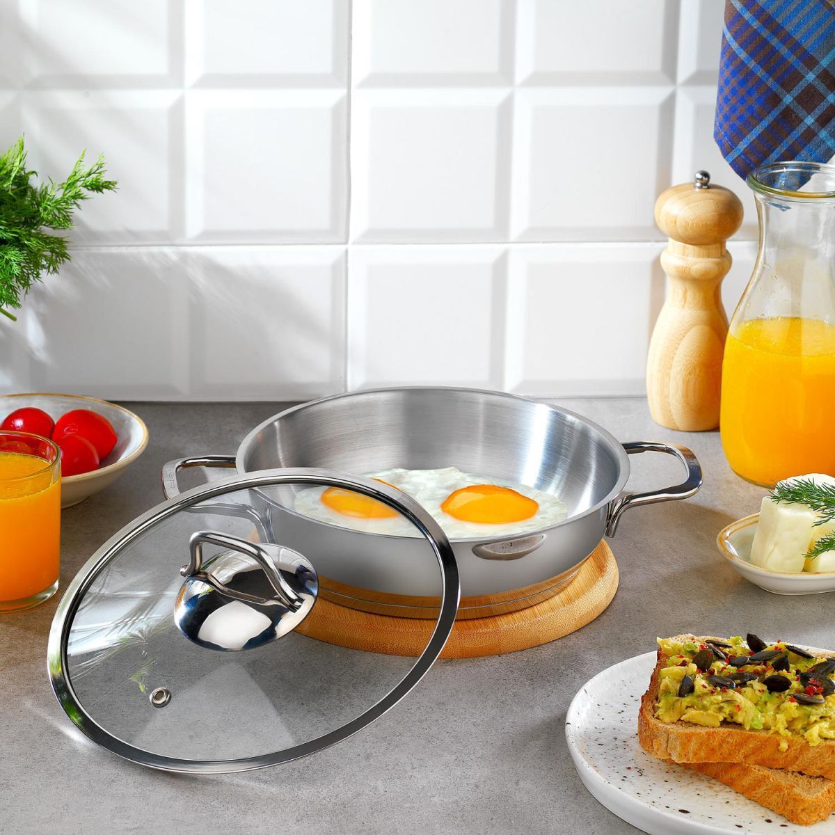 Schafer Held Çelik Sahan (Kapaklı) 20 Cm-2 Parça-Inox