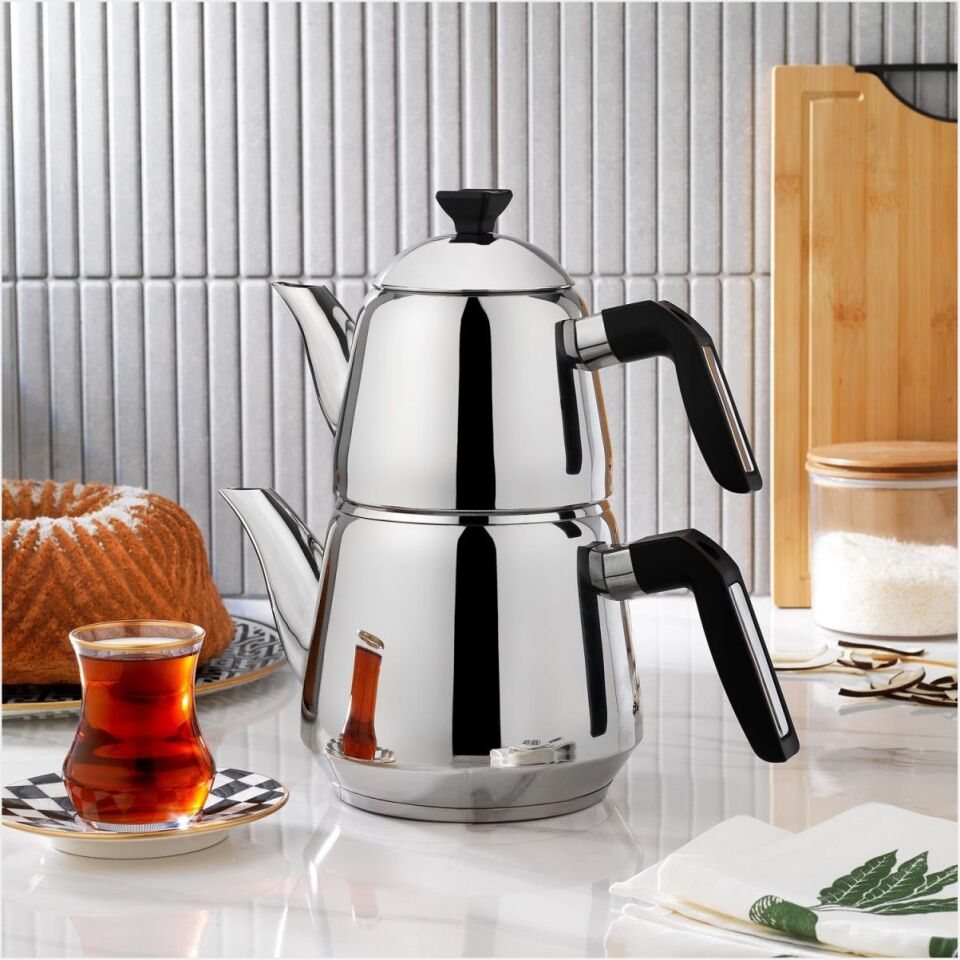 Schafer Teehaus Çelik Çaydanlık Takımı 4 Parça-Siyah