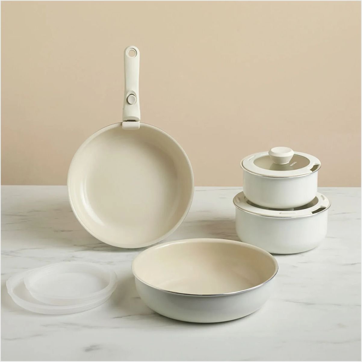 Karaca Swıss Crystal Almond Cream Easy Clıp 9 Parça Tencere Seti Ind