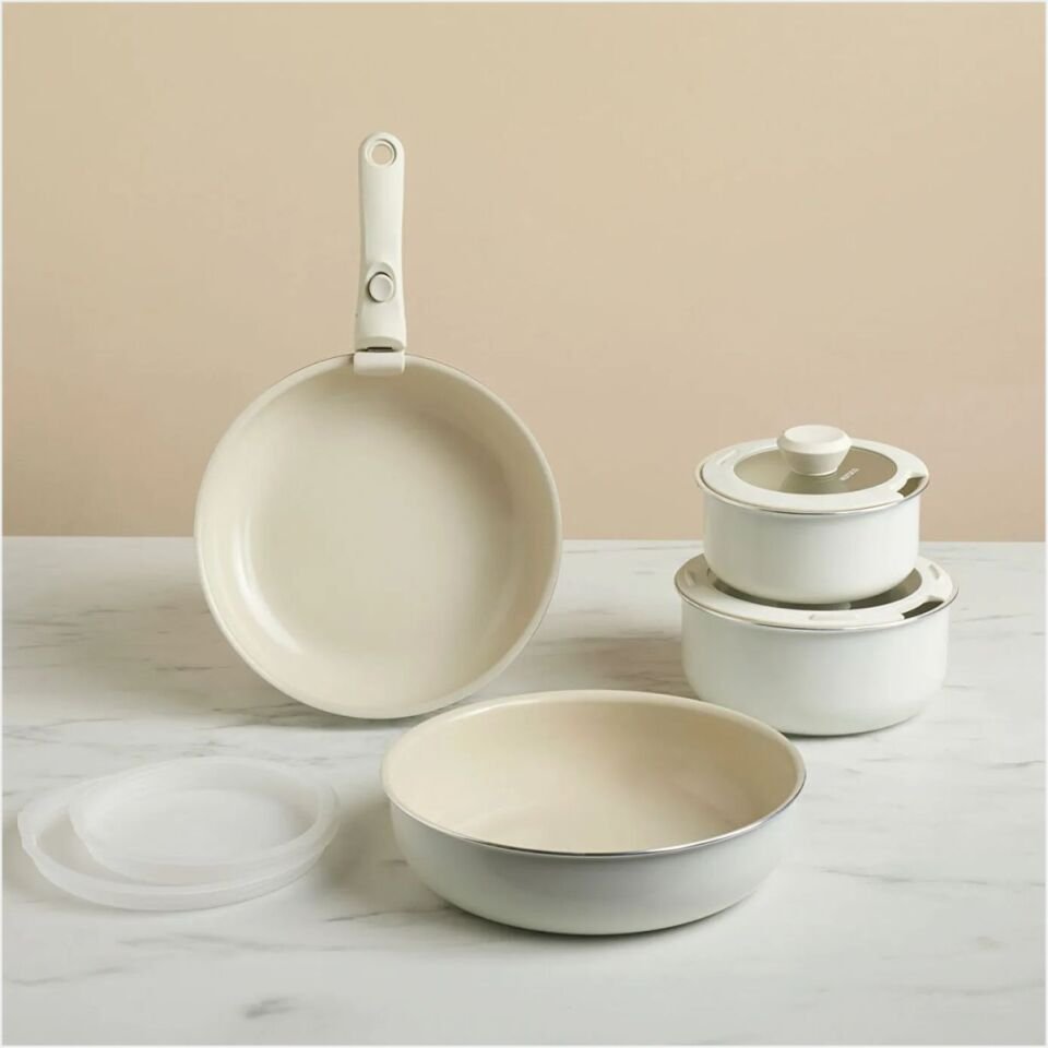 Karaca Swıss Crystal Almond Cream Easy Clıp 9 Parça Tencere Seti Ind