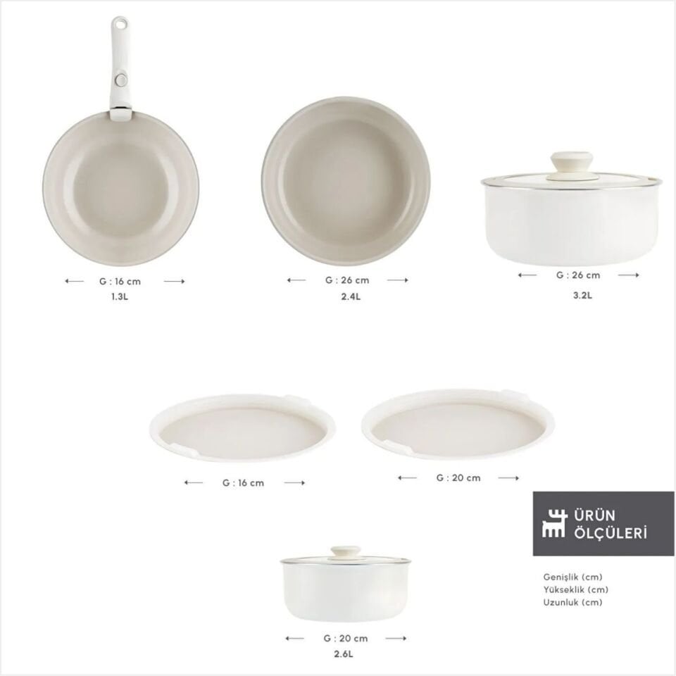 Karaca Swıss Crystal Almond Cream Easy Clıp 9 Parça Tencere Seti Ind